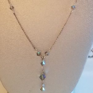 .925 Silver Iridescent Crystal Bead Necklace